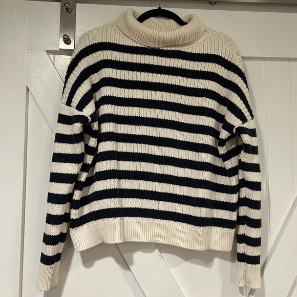 Emerson Fry Carolyn Funnel Neck Sweater in Navy French Stripe Organic, Small - Picture 2 of 4